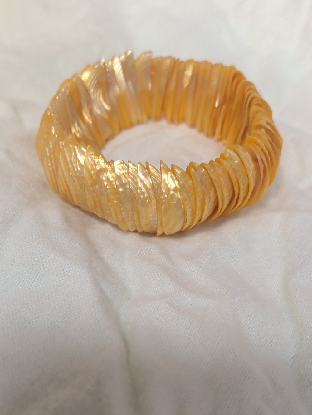 Luminous Shell Gold Toned Stretch Bracelet